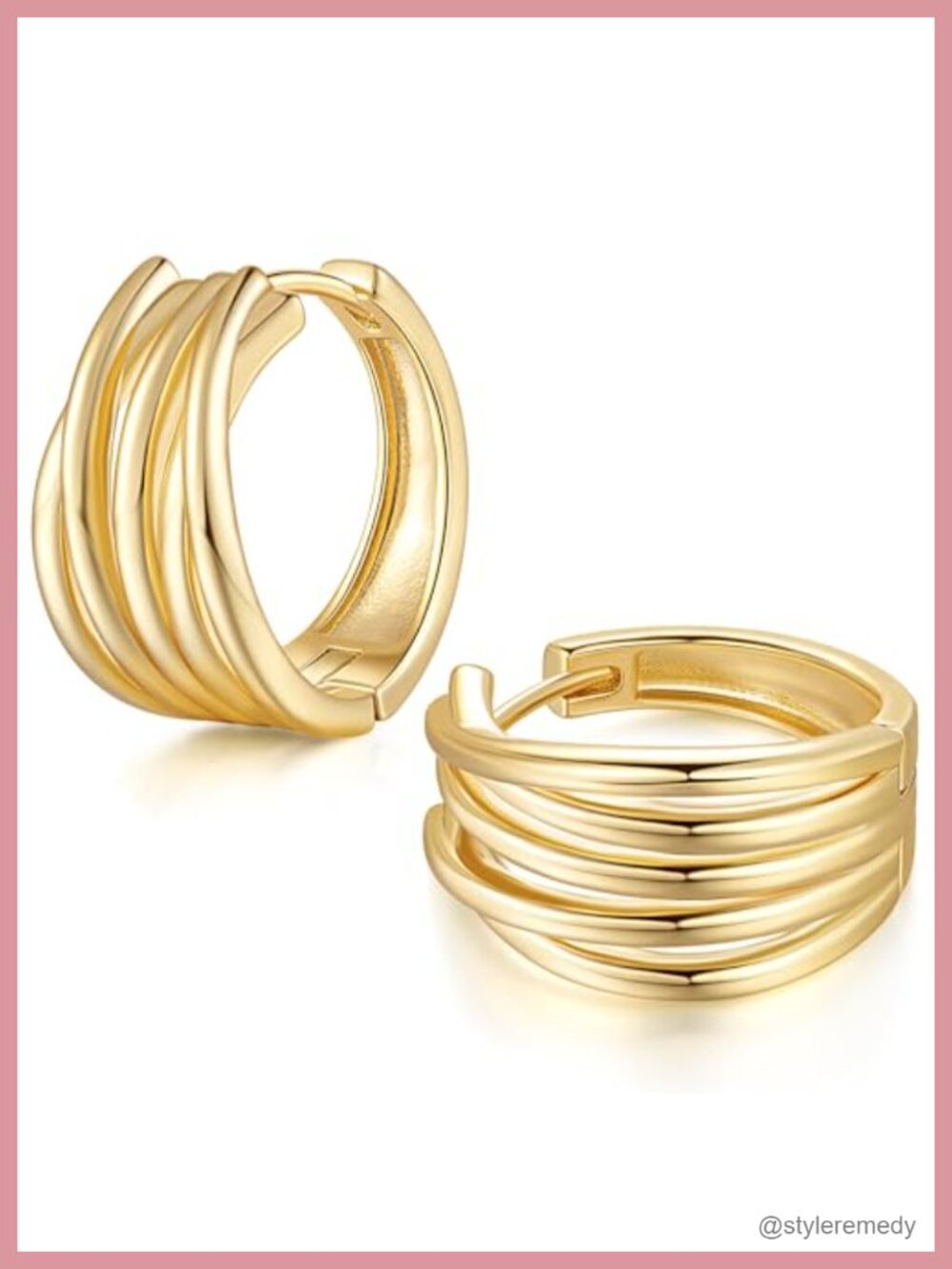 14K Gold Plated Hoop Earrings 20mm Chunky Statement Women